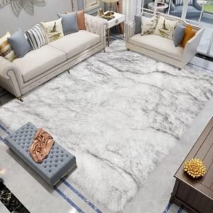 Latepis 8 x 10 Area Rugs for Living Room Grey Faux Fur Rug