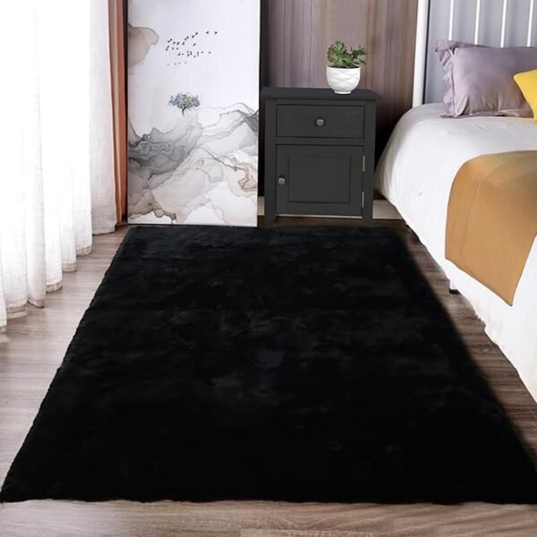 Latepis Faux Rabbit Fur 3x5 Area Rug
