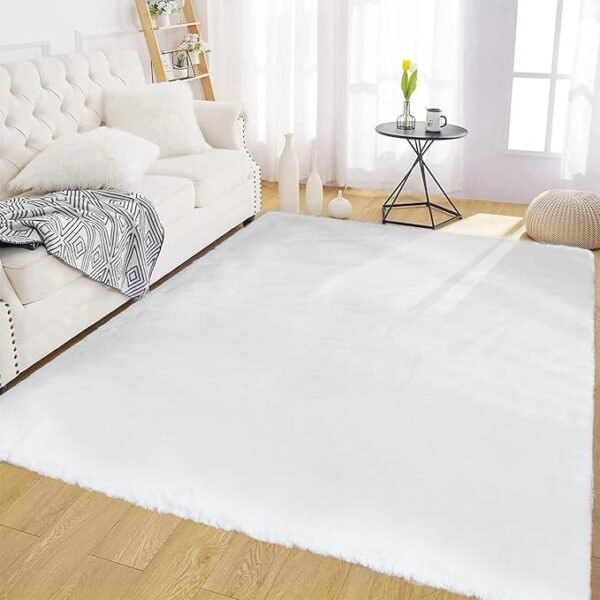 Latepis Area Rug 4x6 Rug Fluffy White Rug