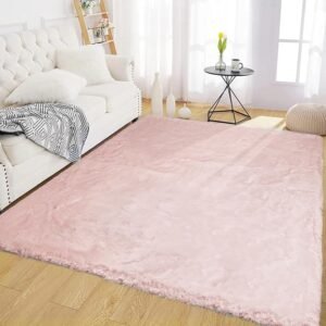 Latepis Light Pink Fluffy Rug 5x7