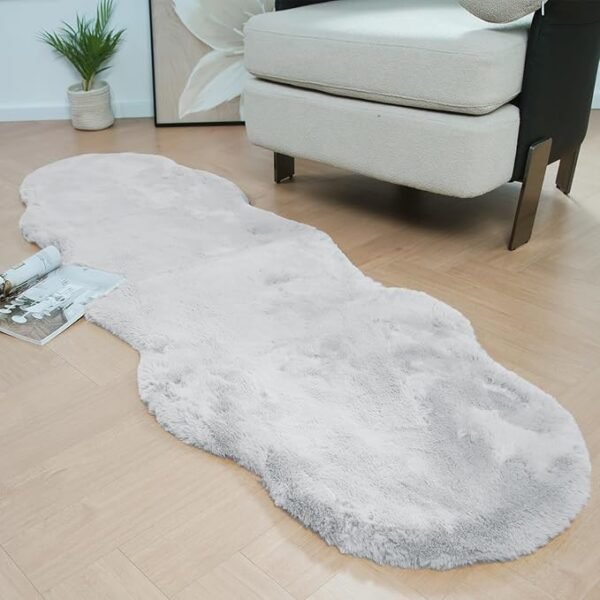 Latepis Grey Rugs for Bedroom 2x6 Furry Runner