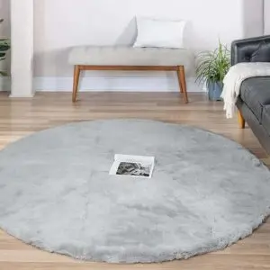 Latepis 6ft Circle Grey Area Rug Large Fluffy Round