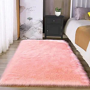 Latepis 3x5 Faux Fur Sheepskin Rug for Living Room, Fuzzy Rugs